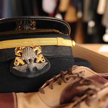 Early 20th century man's shoes and US Navy hat