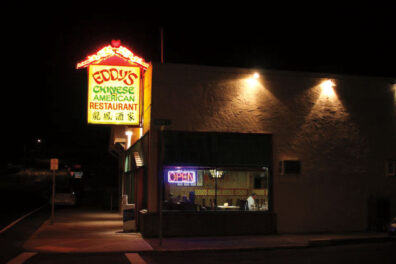 Neon sign of Eddy's Chinese American Restaurant in Colfax