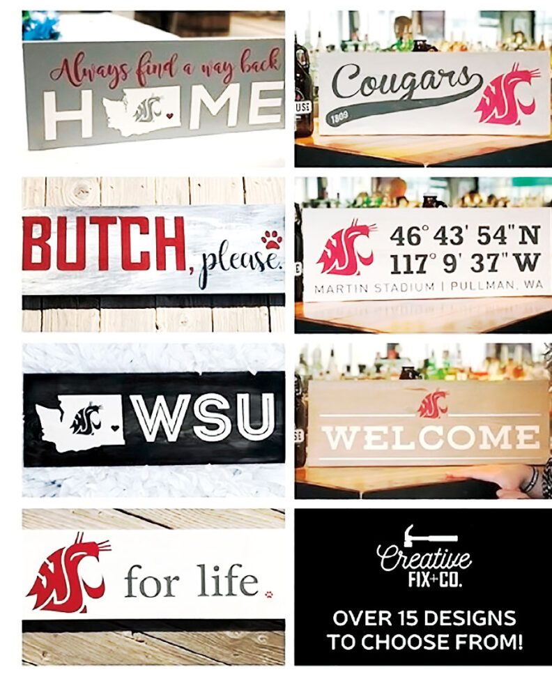 Washington State University spirit signs painted by students