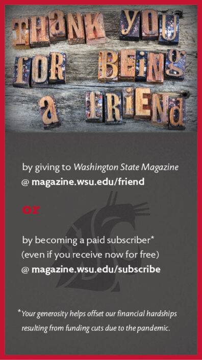 ad for Washington State Magazine calling for donations