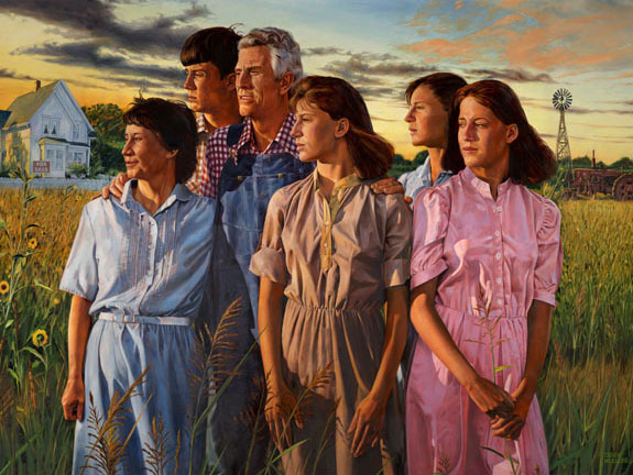 Farm Family by Derek Muller, oil painting