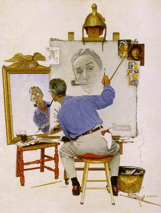 <em>Triple Self Portrait</em> by Norman Rockwell