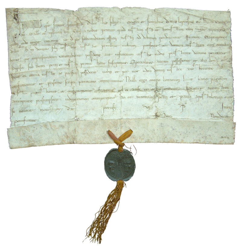 Papal bull from 1216 by Pope Innocent III
