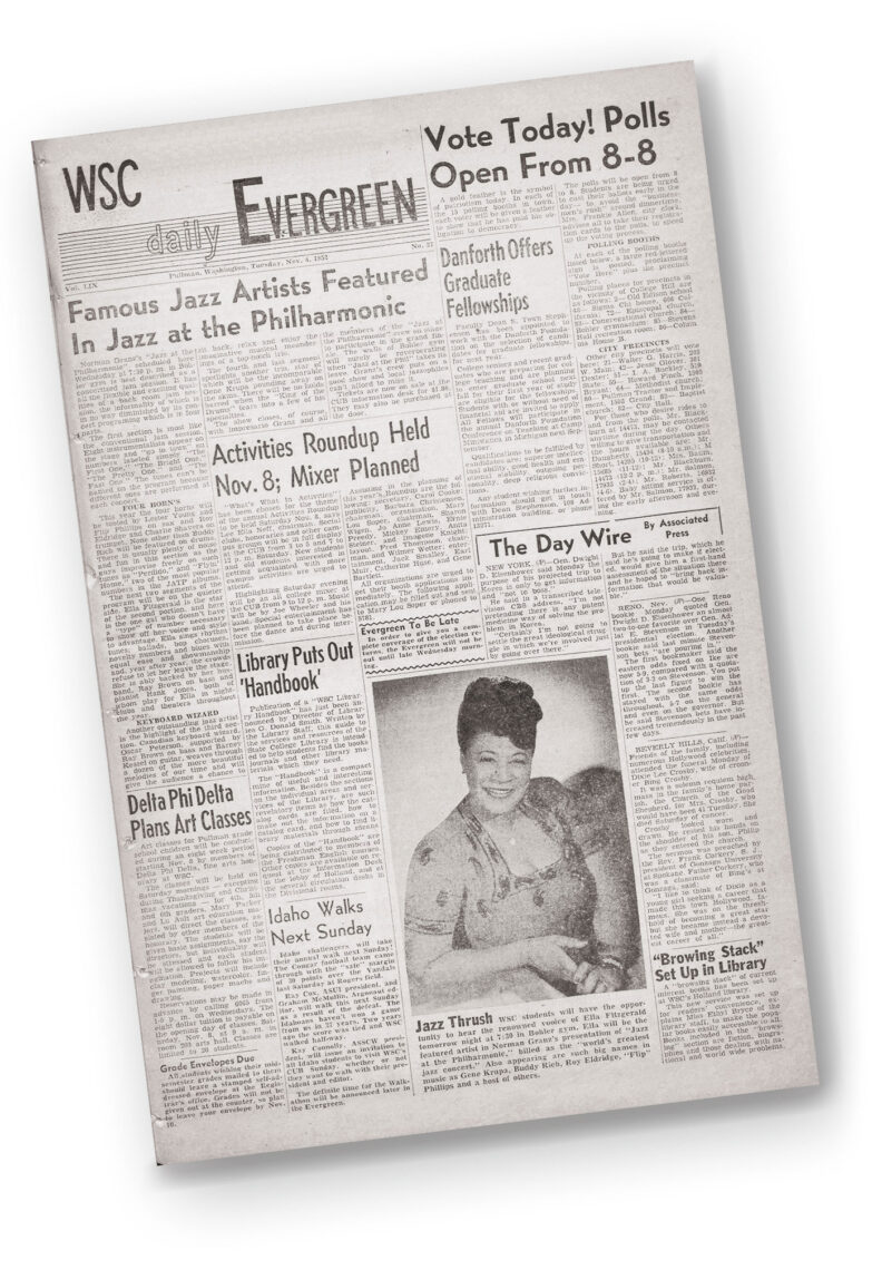 Ella Fitzgerald on the cover of Daily Evergreen, November 4, 1952