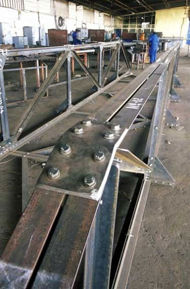 bridge is pre-assembled before being broken down for transport