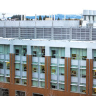 Front of Washington State University's Vogel Plant Biosciences Building showing windows