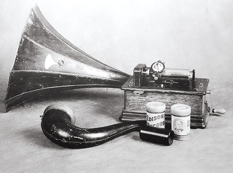 Edison phonograph with wax cylinders