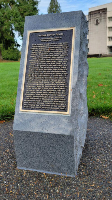 Monument dedicated to Washington state pioneer George Bush on the state capitol campus