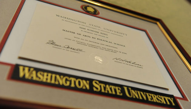 Reed's master's diploma from WSU, 1968