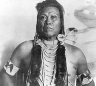 Black and white photo of Sam Morris of the Nez Perce Tribe