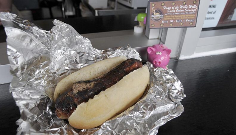 A sweet onion sausage from Onion World
