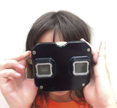 student with vintage View-Master