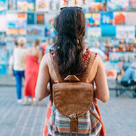 Tourist woman exploring Europe