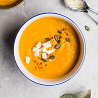Squash soup in a bowl