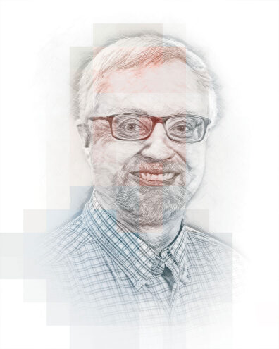 Illustration of Washington State University history professor Ken Faunce