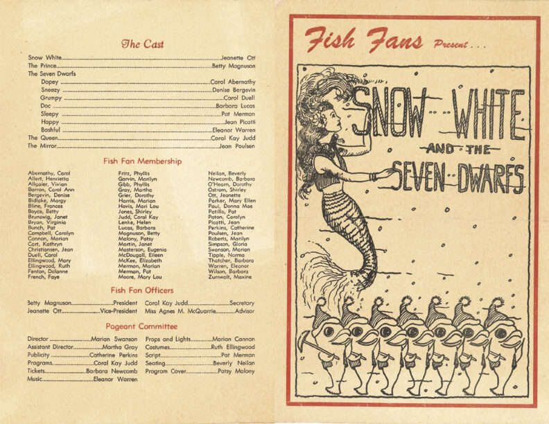 1946 program for synchronized swimming at Washington State College