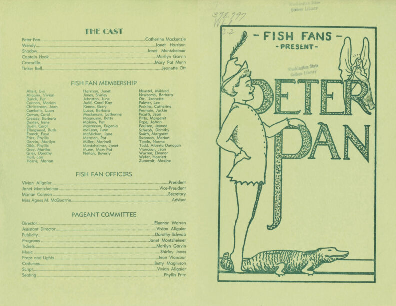 Program from 1945 synchronized swimming performance at Washington State College
