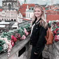 Jessica Clutter overlooking a city in Costa Rica