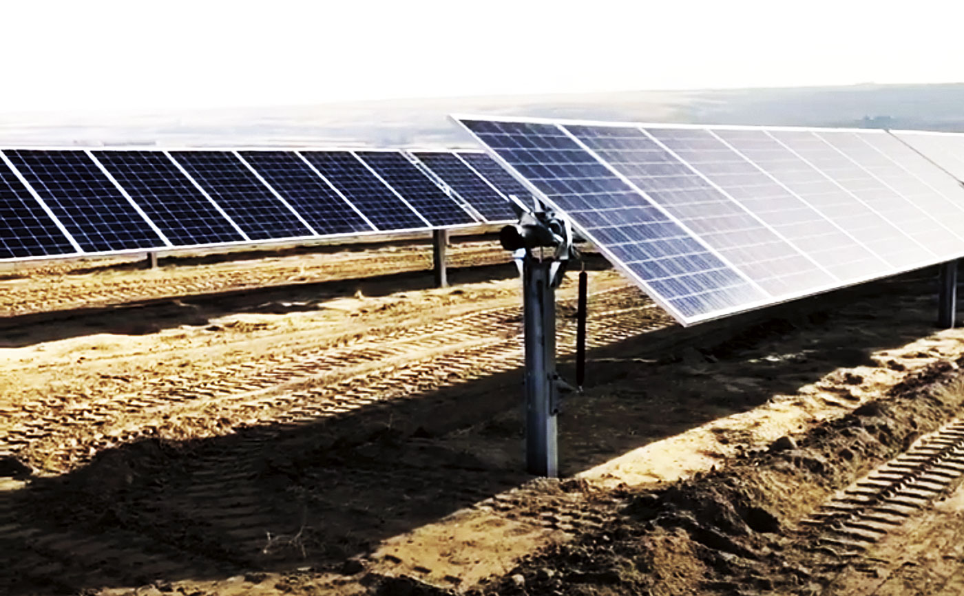 Solar panels in a field