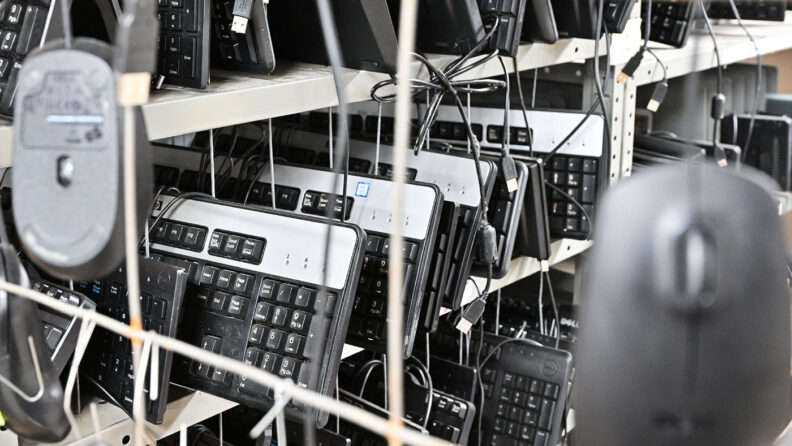 Computer keyboards and mice at WSU Surplus