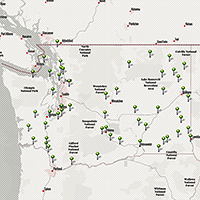 WA state fairs by county map