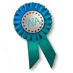 Blue ribbon with WA in the middle