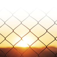 Sun through a chain link fence