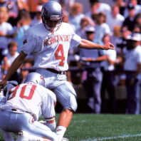 WSU kicker Jason Hanson makes a field goal attempt.