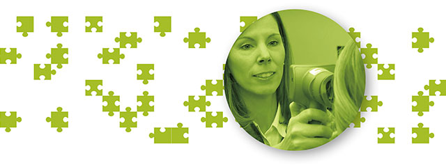 Georgina Lynch profile on background of puzzle pieces