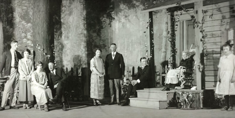 Cast of a play at Washington State College on stage