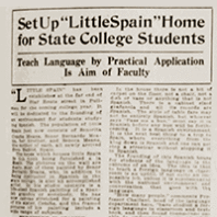 Newspaper clipping about Washington State College Spanish House