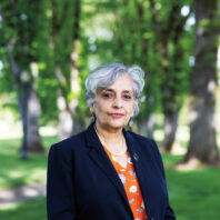 Jayathi Murthy portrait with a background of trees