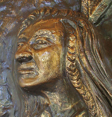 detail of Chief Kamiakin from a bas-relief bronze sculpture