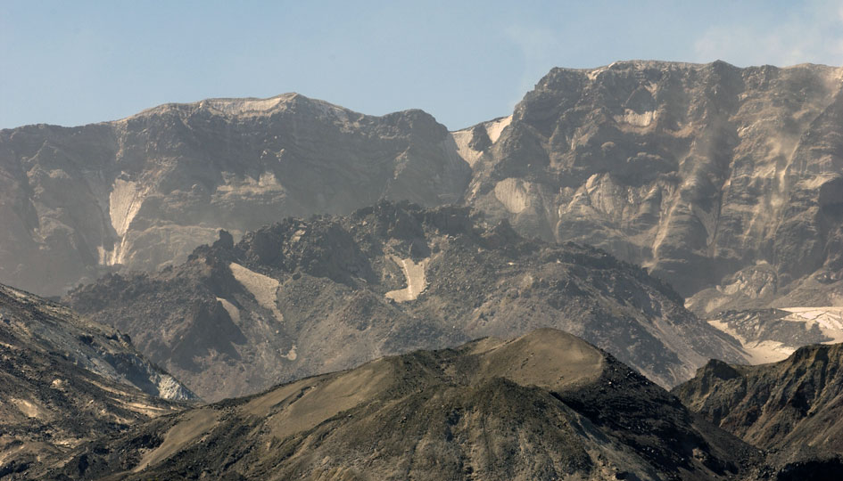 The lava dome within the St. Helens crater.
