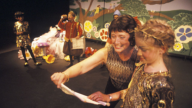 Sherry Schreck coaches a young performer