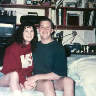 Rich and Tory Johnson in a dorm room at WSU