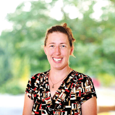 Profile shot of smiling woman