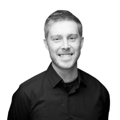 Black and white closeup of Eric Williams