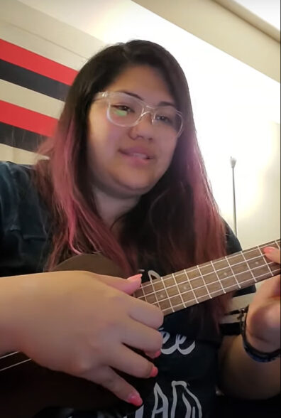 Reanne L. Nakapa’ahu with a ukulele