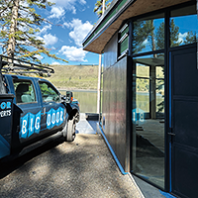 Big Door Company truck in front of a construction project