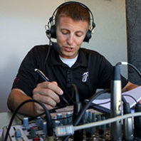 Chris King in the announcing booth