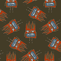 Illustration of red hand drawn monsters