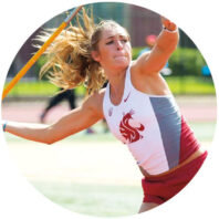 WSU track and field athlete Alissa Brooks-Johnson throwing the javelin