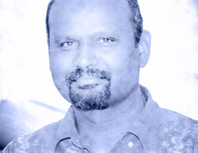 photoillustration of a man with goatee in a button up shirt