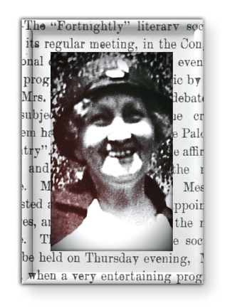 Headshot of Hattie Bryan superimposed on old newspaper story