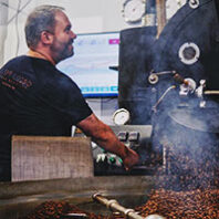 Philip Meech roasting coffee