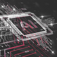 Illustration of computer chip with letter AI on it