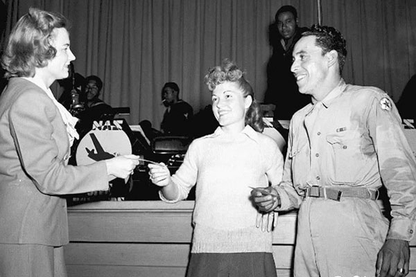 Black and white photo of a dance at Hanford during World War II