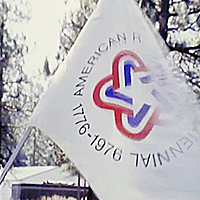 Closeup of waving bicentennial flag
