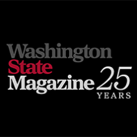 Washington State Magazine logo on a black background with '25 Years' marking the magazine’s anniversary.